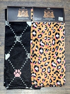 2pc Juicy Couture Pet Dog Microfiber Towels Leopard